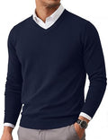 COOFANDY Mens Casual V Neck Sweater Knit Slim Fit Long Sleeve Pullover Top